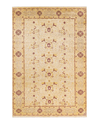 Traditional Mogul Ivory Wool Area Rug 6' 2" x 9' 0" - Solo Rugs
