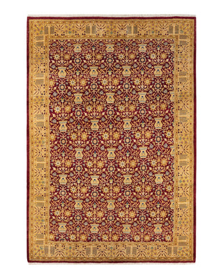 Traditional Mogul Red Wool Area Rug 6' 0" x 8' 6" - Solo Rugs