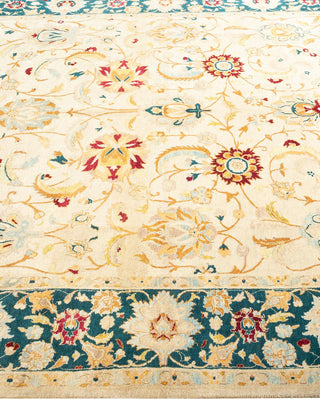 Traditional Mogul Ivory Wool Area Rug 6' 1" x 8' 10" - Solo Rugs
