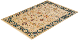 Traditional Mogul Ivory Wool Area Rug 6' 1" x 8' 10" - Solo Rugs