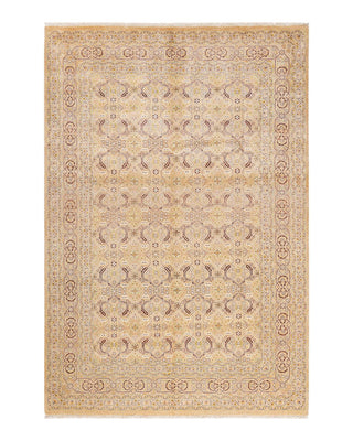 Traditional Mogul Ivory Wool Area Rug 6' 2" x 9' 2" - Solo Rugs