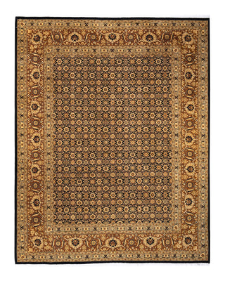 Traditional Mogul Black Wool Area Rug 8' 2" x 10' 3" - Solo Rugs