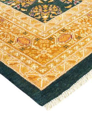 Traditional Mogul Green Wool Area Rug 12' 4" x 17' 10" - Solo Rugs