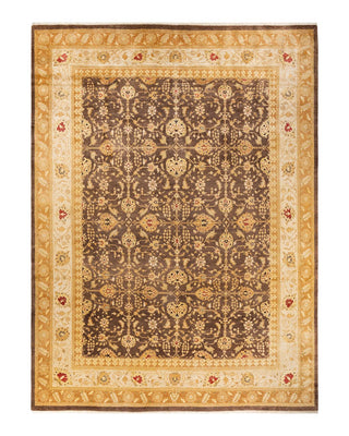 Traditional Mogul Brown Wool Area Rug 9' 1" x 12' 0" - Solo Rugs