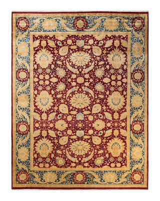 Traditional Mogul Red Wool Area Rug 9' 1" x 11' 10" - Solo Rugs