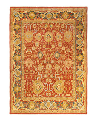 Traditional Mogul Orange Wool Area Rug 7' 10" x 10' 9" - Solo Rugs