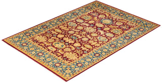 Traditional Mogul Red Wool Area Rug 6' 1" x 8' 10" - Solo Rugs