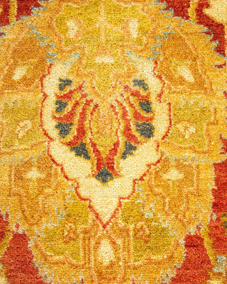Traditional Mogul Orange Wool Area Rug 5' 10" x 9' 1" - Solo Rugs