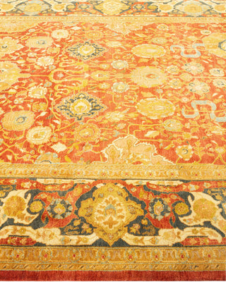Traditional Mogul Orange Wool Area Rug 5' 10" x 9' 1" - Solo Rugs