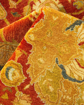 Traditional Mogul Orange Wool Area Rug 5' 10" x 9' 1" - Solo Rugs