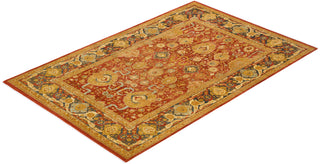 Traditional Mogul Orange Wool Area Rug 5' 10" x 9' 1" - Solo Rugs