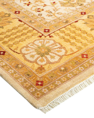 Traditional Mogul Ivory Wool Area Rug 6' 1" x 9' 1" - Solo Rugs