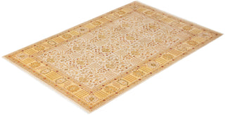 Traditional Mogul Ivory Wool Area Rug 6' 1" x 9' 1" - Solo Rugs