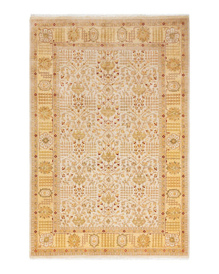 Traditional Mogul Ivory Wool Area Rug 6' 1" x 9' 1" - Solo Rugs