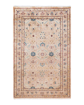 Traditional Mogul Beige Wool Area Rug 3' 2" x 5' 0" - Solo Rugs