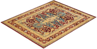 Traditional Mogul Red Wool Area Rug 8' 2" x 10' 2" - Solo Rugs