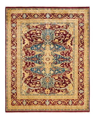 Traditional Mogul Red Wool Area Rug 8' 2" x 10' 2" - Solo Rugs