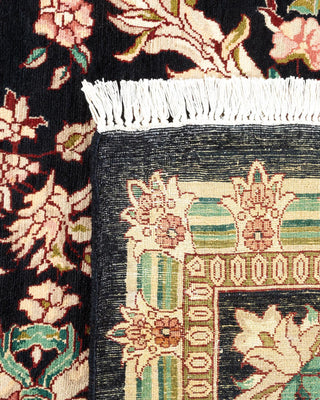 Traditional Mogul Black Wool Area Rug 9' 0" x 11' 7" - Solo Rugs