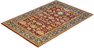 Traditional Mogul Red Wool Area Rug 6' 1" x 9' 0" - Solo Rugs
