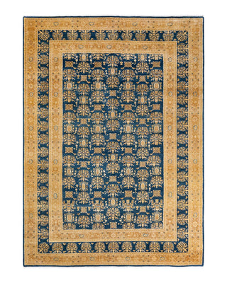 Traditional Mogul Blue Wool Area Rug 6' 2" x 8' 8" - Solo Rugs