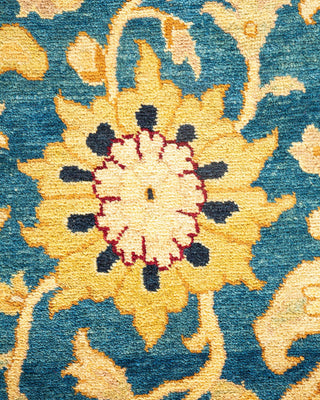Traditional Mogul Blue Wool Area Rug 6' 1" x 9' 1" - Solo Rugs