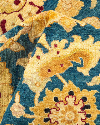 Traditional Mogul Blue Wool Area Rug 6' 1" x 9' 1" - Solo Rugs