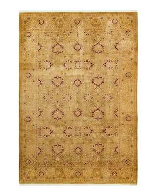 Traditional Mogul Green Wool Area Rug 6' 2" x 8' 10" - Solo Rugs