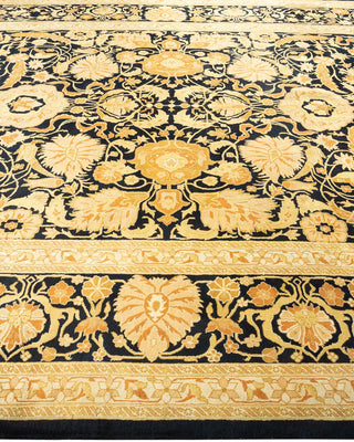 Traditional Mogul Black Wool Area Rug 8' 2" x 10' 2" - Solo Rugs