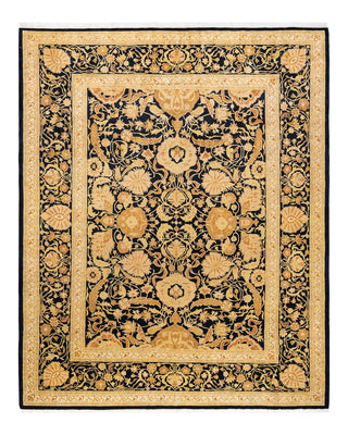 Traditional Mogul Black Wool Area Rug 8' 2" x 10' 2" - Solo Rugs
