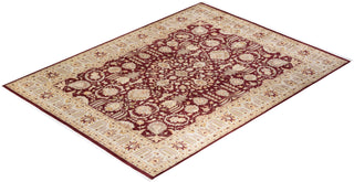 Traditional Mogul Purple Wool Area Rug 9' 3" x 12' 2" - Solo Rugs