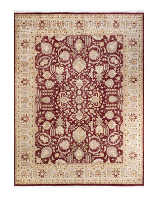 Traditional Mogul Purple Wool Area Rug 9' 3" x 12' 2" - Solo Rugs