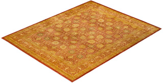 Traditional Mogul Orange Wool Area Rug 8' 1" x 10' 3" - Solo Rugs