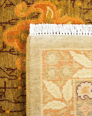 Traditional Mogul Green Wool Area Rug 6' 2" x 9' 3" - Solo Rugs