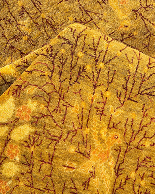 Traditional Mogul Green Wool Area Rug 6' 2" x 9' 3" - Solo Rugs