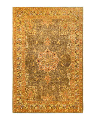 Traditional Mogul Green Wool Area Rug 6' 2" x 9' 3" - Solo Rugs
