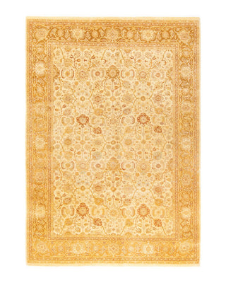 Traditional Mogul Ivory Wool Area Rug 6' 3" x 8' 10" - Solo Rugs