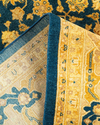 Traditional Mogul Blue Wool Area Rug 6' 3" x 9' 3" - Solo Rugs
