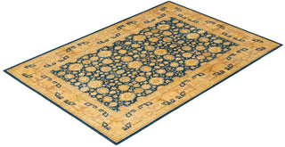 Traditional Mogul Blue Wool Area Rug 6' 3" x 9' 3" - Solo Rugs
