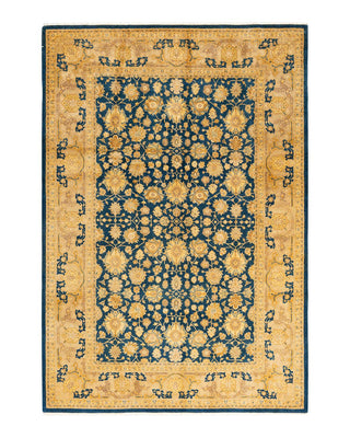 Traditional Mogul Blue Wool Area Rug 6' 3" x 9' 3" - Solo Rugs