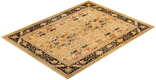 Traditional Mogul Green Wool Area Rug 9' 4" x 12' 2" - Solo Rugs