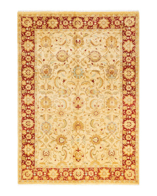 Traditional Mogul Ivory Wool Area Rug 6' 2" x 8' 10" - Solo Rugs