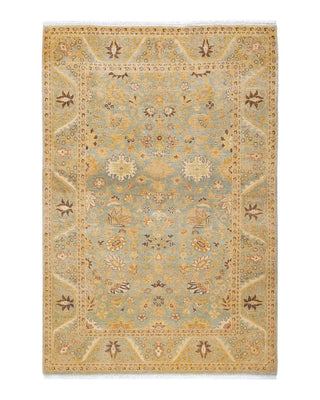 Traditional Mogul Light Blue Wool Area Rug 4' 1" x 6' 1" - Solo Rugs