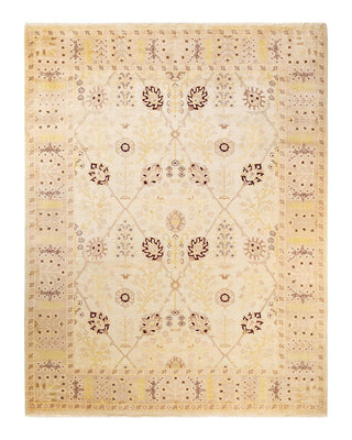 Contemporary Eclectic Ivory Wool Area Rug 9' 3" x 12' 2" - Solo Rugs
