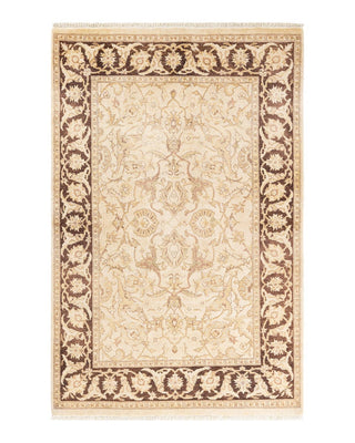 Contemporary Eclectic Ivory Wool Area Rug 4' 2" x 6' 2" - Solo Rugs
