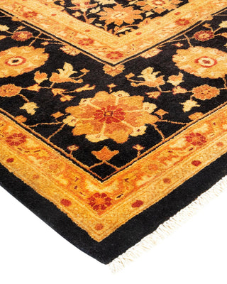 Contemporary Eclectic Black Wool Area Rug 9' 1" x 12' 1" - Solo Rugs