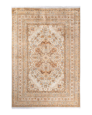 Traditional Mogul Ivory Wool Area Rug 6' 1" x 8' 10" - Solo Rugs