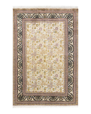 Traditional Mogul Ivory Wool Area Rug 4' 2" x 6' 1" - Solo Rugs