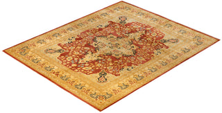 Traditional Mogul Orange Wool Area Rug 8' 3" x 10' 3" - Solo Rugs