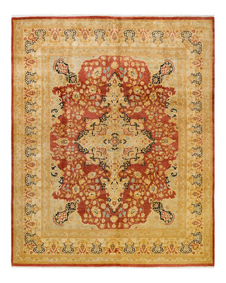Traditional Mogul Orange Wool Area Rug 8' 3" x 10' 3" - Solo Rugs