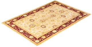 Traditional Mogul Ivory Wool Area Rug 6' 2" x 9' 1" - Solo Rugs